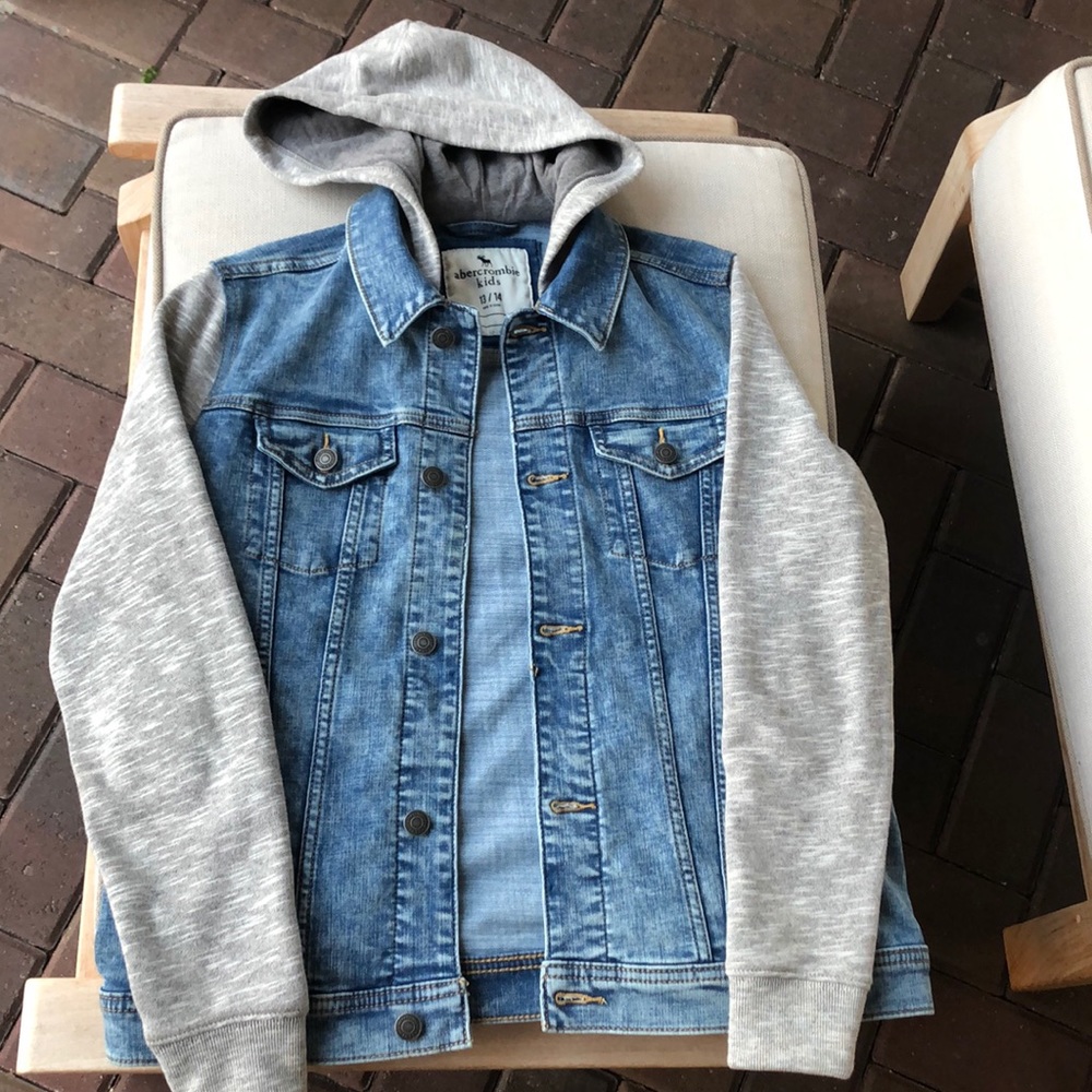 Abercrombie Kids Blue Jean Jacket with Gray Sleeves